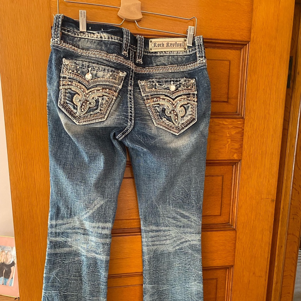 Rock Revival Dellah Easy Boot Jeans Size 27 W x 32 L, worn once.